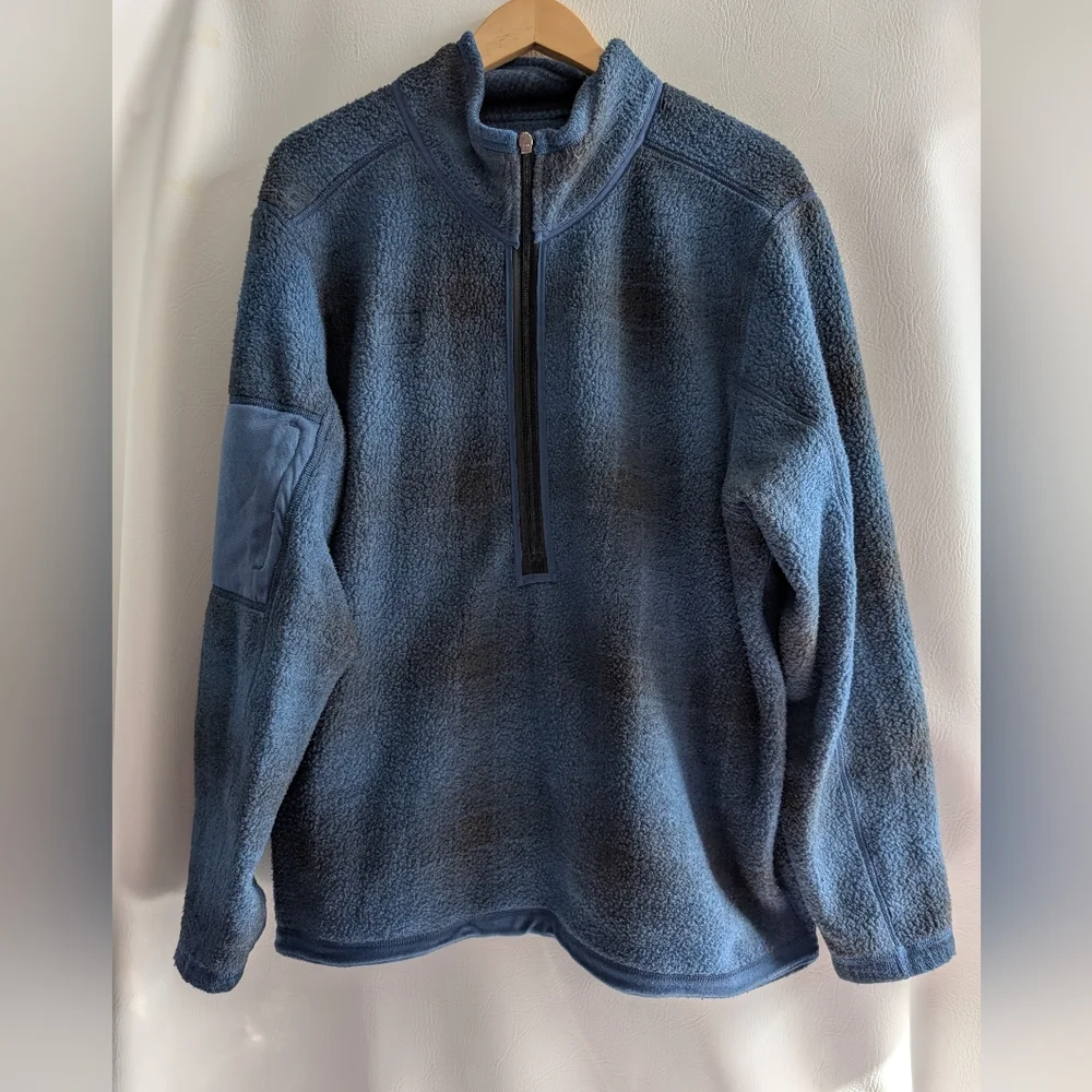 The North Face Fleece Blue Plaid 1/4 Zip Pullover Zippered Pocket -  XL